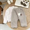 Pantalon 2023 hiver bébé Plus velours épais sarouel infantile garçon mignon Patch Pp enfant en bas âge fille chaud décontracté enfants vêtements