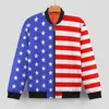 Vestes pour hommes Drapeau américain Hiver USA Étoiles et rayures Manteaux décontractés modernes Fermeture à glissière pour hommes Coupe-vent en vrac Design Veste de grande taille C84G