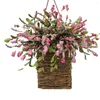 Fleurs décoratives Hortensia Porte artificielle Panier suspendu Panier de gueule
