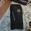 Herenjeans jnco heren jeans y2k skateboard hiphop sport baggy jeans low rise lading black jeans harajuku rechte broek streetwear 231124