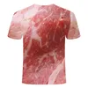 Męskie koszule moda hip-hopowa koszula żywność zwierzęta Krowa Letni mężczyźni i kobiety 3D Fun T-shirt czarny stek pieprzowy