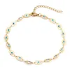 Anklets Religious Stainless Steel Eye Anklet Multicolor Enamel Pendants Gold Color Link Chain Bracelet Women Summer Beach Foot Jewelry