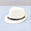 Basker mode strand strå hatt jazz utomhus vit panama cap kvinnor män dam fedora topp sol mössor andas avslappnade bowler hattar