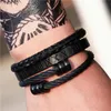 Bracelets porte-bonheur 3pcsset or argent couleur acier inoxydable bracelet tressé chiffre romain bracelet en métal lourd punk foncé pour hommes femmes cadeau 230426