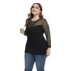 Tops Sexy Mesh Plus Size Tops African Women See Through Fashion Slim Tshirt 2021 Autumn Long Sleeve Street Solid Shirt Black Blouse