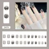 False Nails 24st Diy Manicure Press On Winter Autum Style Fake Nials Longballerina Crystal Grey French