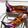 Bot moda kadın kovboy tıknaz topuklu metal renkli cowgirl batı orta buzağı kadın vintage ayakkabı artı boyut 231127