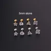 3mm-5mm Pentagram Love Triangle Square Stud Earring Cubic Zircon 20g Thin Rod Stainless Steel Screw Ball Earbone Nail Piercing Earrings Stud 14K Gold Jewelry