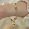 Chain Korean Fashion Natural Hetian Jade Bell Bracelet for Women Girls Amulet Jewelry Mothers Day Gift Gold Color Wrist Party Jewellry 231124