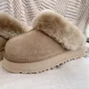Дизайнерские шлепанцы мужские женские зимние мини-короткие до щиколотки кожаные зимние ботинки на платформе из гагачьего пуха каштаново-серые черно-белые женские пинетки для девочек Shoesugglis boots