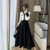 Urban Sexy Dresses Elegant and beautiful women's fashion V-neck long sleeved women's clothing high-quality clothing from Dongmen South Korea 231127