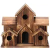 Nids suspendus maison d'oiseau en bois pour l'extérieur 6 trous maison d'oiseau en bois décorations de cour arrière pour ami famille voisins cadeau FU
