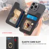 Retro Universal Card Slot 3M Sticker Leather Cases For Iphone 15 14 13 12 Samsung S24 S23 S22 Note 20 ID Back Stick On Phone Cover Ring Holder Support Car Magnetic Strap