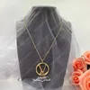 Classic 18k gold Circle Letter pendant Necklace Sweater Chain Women's Fashion Simple necklace designer jewelry gift