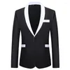 Costumes pour hommes Smart Casual Solide Couleurs Hommes Blazers Slim Fit Blanc Noir Deux Boutons Bureau Travail Costume D'affaires Veste Homme S-3XL