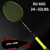 Raquetes de badminton ultraleve 8u 60g amarradas raquete de badminton profissional carbono raquete de badminton 24-32 libras 231124