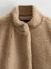 Damesjassen YENKYE Dames Fleece Bomberjack Vintage Lange Mouw Vrouwelijke Faux Shearling Warme Winterjas