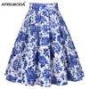 skirt White Blue Harajuku Floral Pleated Skirts Womens School Korean 2022 Punk Y2K Cotton Vintage 50s 60s Vintage Party Skater