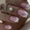 Fałszywe paznokcie 24 szt. Krótki kwadrat Prosta francuska fałszywa prasa na tipsy z pełnym pokryciem Odpinany DIY Manicure