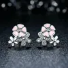 Pink Daisy Flower Stud Earring for Pandora Authentic Sterling Silver Wedding Party Earrings For Women Girls Sisters Gift luxury earring with Original Box Set