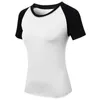 Actieve shirts Tees yoga strakke passende korte mouwen fitness lopende training training snel drogen elastische kleur matching round nek t-shirt kleding