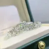 Anillos de racimo 18k chapado 7ct todo moissanite para mujeres hombres brillante corte redondo corte completo diamante boda 925 plata esterlina