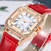 Wristwatches Women Watches 2023 Luxury Rectangl Watch Ladies Wrist Leather Strap Crystal For Female Relogio Feminino