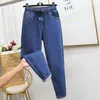Dżinsy damskie wysokie talia duże 5xl workowate dżinsy haremowe dla kobiet luźne dżinsowe pantelony koreańskie spodni capual capris proste spodnie 230427