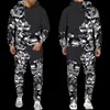 Tracksuits voor heren lente herfst camouflage hoodie/broek/pak mannen vrouwen casual capuchon pullover sweatshirt set tracksuit 2 stuks sportkleding outfits 230427