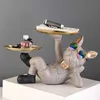 Arts et artisanat Mode Art Français Animaux Figurines Résine Cool Chien Sculpture Plateau Bonbons Collation Clé Stockage Statue Chambre Maison Bureau Décor Y23