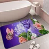 Ковры свежие цветы с бабочкой из печати фланелевой коврик для коврика для ванной комнаты.