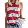 Women's Tanks Suitable Vest For Womens Crewneck Sleeveless Independence Day Print Tank Tops Slim Fit Basic T Shirts Beach Women