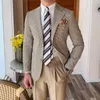 Mäns kostymer brittiska mannen blazer hombre Autumn Fashion Lattice Mens Jacket Korean Slim Fit Casual Gray Masculino