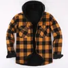 Men's Casual Shirts Button-down Shirt Jacket Stylish Plaid Print Cardigan Coat Warm Hooded Single-breasted For Fall Winter Fashion