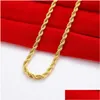Cadeias de pingentes soltarem a cor de ouro de 6 mm de corrente de corrente de corda para homens mulheres acessórios de jóias de hip hop moda de 22 polegadas de entrega home garde dhbqd