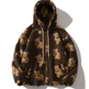 Cardigan 2022 Teddy maglione in pile con cappuccio orso cartone animato soffice cardigan allentato giacca calda invernale maglioni sherpa larghi