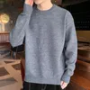 Herrtröjor mjukt varmt 2023 Autumn Winter Sweater O Neck Solid Casual Men Fashion Knit Pullovers Streetwear Mens Christmas 231124