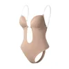 Body da donna senza schienale Shapewear U Plunge senza cuciture Perizoma completo in pizzo Body con scollo a V profondo Body Shaper per abito con schiena bassa