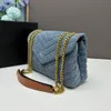 10A Borsa a tracolla Fashion lou Borsa classica in denim Borsa flip da donna Logo in metallo di grande capacità Spallacci in pelle firmati ID michafl_kops