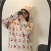 Suéter feminino vintage preguiçoso solto urso cereja 2023 japonês kawaii ulzzang suéter coreano harajuku roupas fofas para mulheres