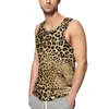 Regatas masculinas cheetah marrom laranja topo homem leopardo padrão animal impressão vintage verão treino gráfico sem mangas coletes tamanho grande