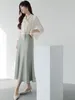 Skirts Solid Satin For Women High Waisted 2023 A-Line Elegant Summer Midi Skirt Korean Style Bottom