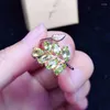 Anelli a grappolo Anello regolabile con foglie di peridoto verde reale naturale 0,4 ct 7 pezzi di pietre preziose in argento sterling 925 gioielleria raffinata X219306