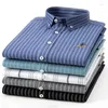 Men's Casual Shirts Oxford Classic Striped Shirt Long-Sleeved All-Match Business Office Social Fashion Clothing