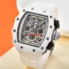 188 Top marque de luxe montre pour hommes Fly Back Timing en céramique blanche multi-fonction mouvement à quartz R11-03