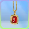 Sparkling Ruby Pendant Chain Bling 18k Yellow Gold Filled Hip Hop Womens Mens Pendant Necklace Luxury Jewelry8910586