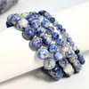 Link Bracelets Natural Snowflake Obsidian Stone Beads Bracelet Volcanic Rocks Alabaster Jewelry Making Charm