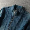 Vestes pour hommes Veste en jean Hommes Col montant Bleu Moto Biker Slim Fit Mode Coton Jean Printemps Automne Manteau Casual