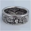 Bandringe Antike Münze Morgan Vereinigte Staaten von Amerika Half Dollar 1945 Ring Ma5R242B9161598 Drop Delivery Schmuck Dh6Li