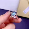 Clusterringen 925 Puur Zilver Chinese Stijl Natuurlijke Zwitserse Blauwe Topaas Dames Luxe Ovaal Verstelbare Edelsteen Ring Fijne Sieraden Ondersteuning Dete